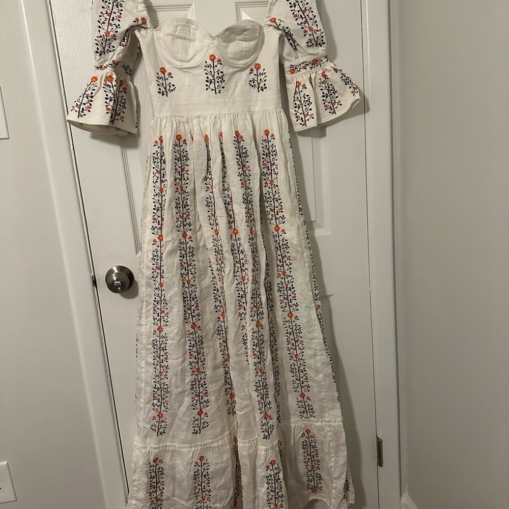 Very Rare AGUA BENDITA CEDRO MARGARITA IVORY MAXI DRESS Small - Picture 10 of 13